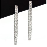 9.02 Cts. 18K White Gold Large Inside Out Diamond Hoop Earrings